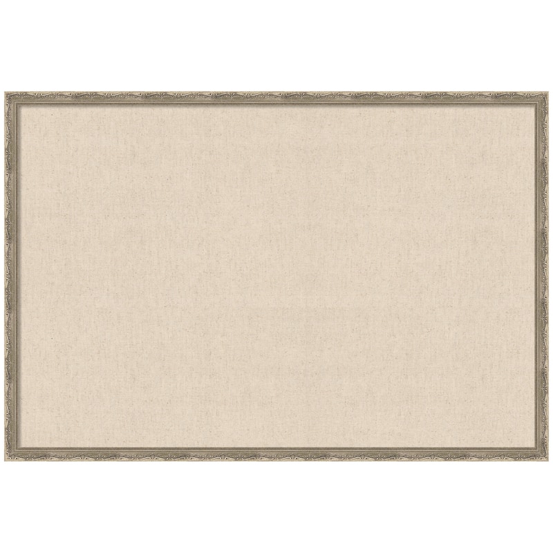 Kate and Laurel Pinboard Neutral Linen - 38x26 - Mila Dark Silver
