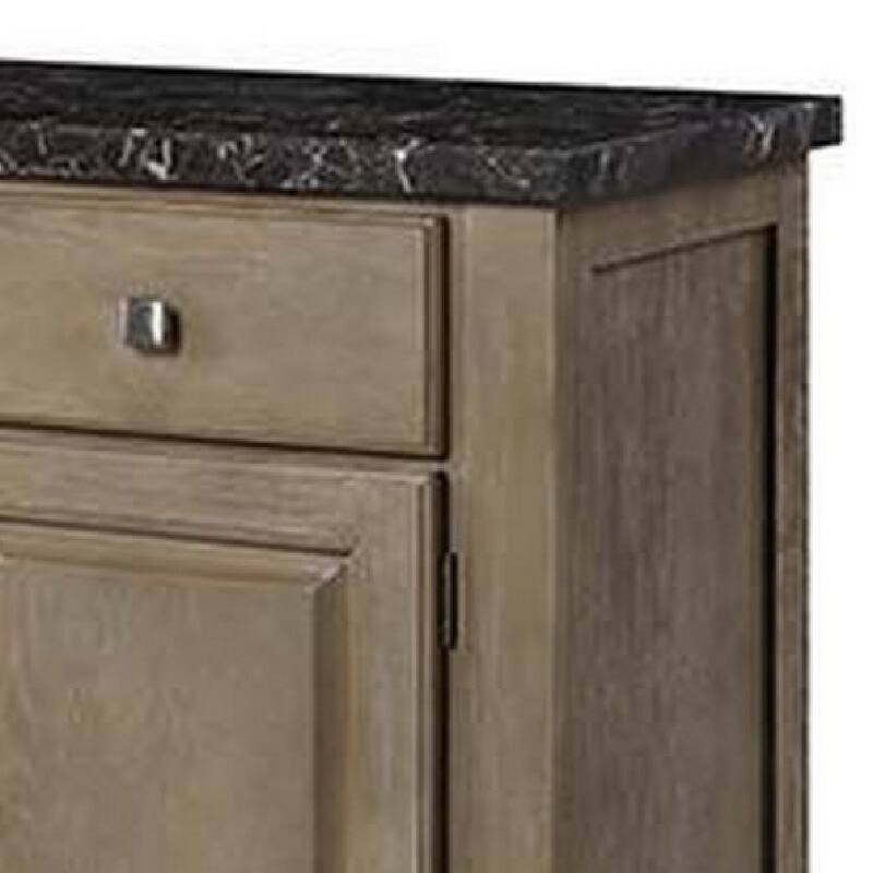 56 Inch Sideboard Buffet Console Cabinet, 3 Drawers, 2 Doors, Wood, Oak