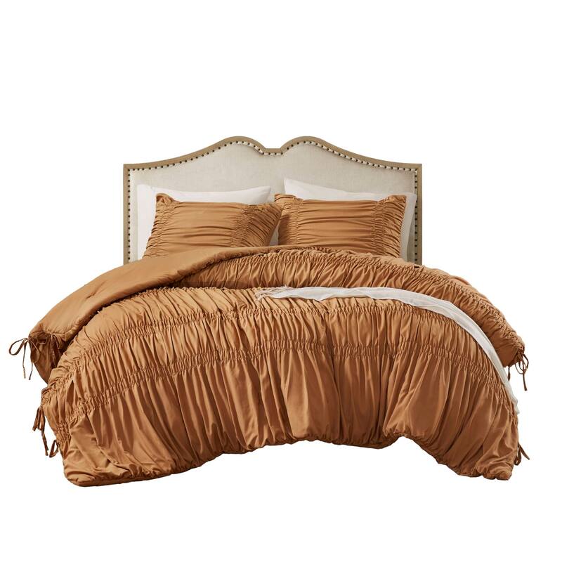 Brown Queen Comforter Set 3PC Microfiber French Country with 2 Shams