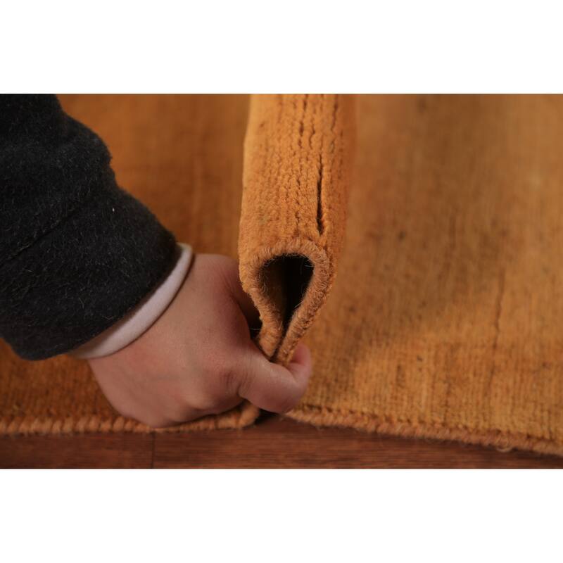 Orange Gabbeh Modern Area Rug Hand-Knotted Oriental Wool Carpet - 5'11" x 6'9"