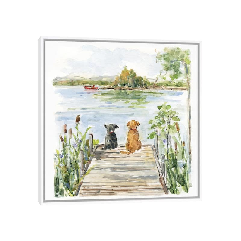iCanvas "Lake Buddies" by Sally Swatland Framed Canvas Print - White - 18x18