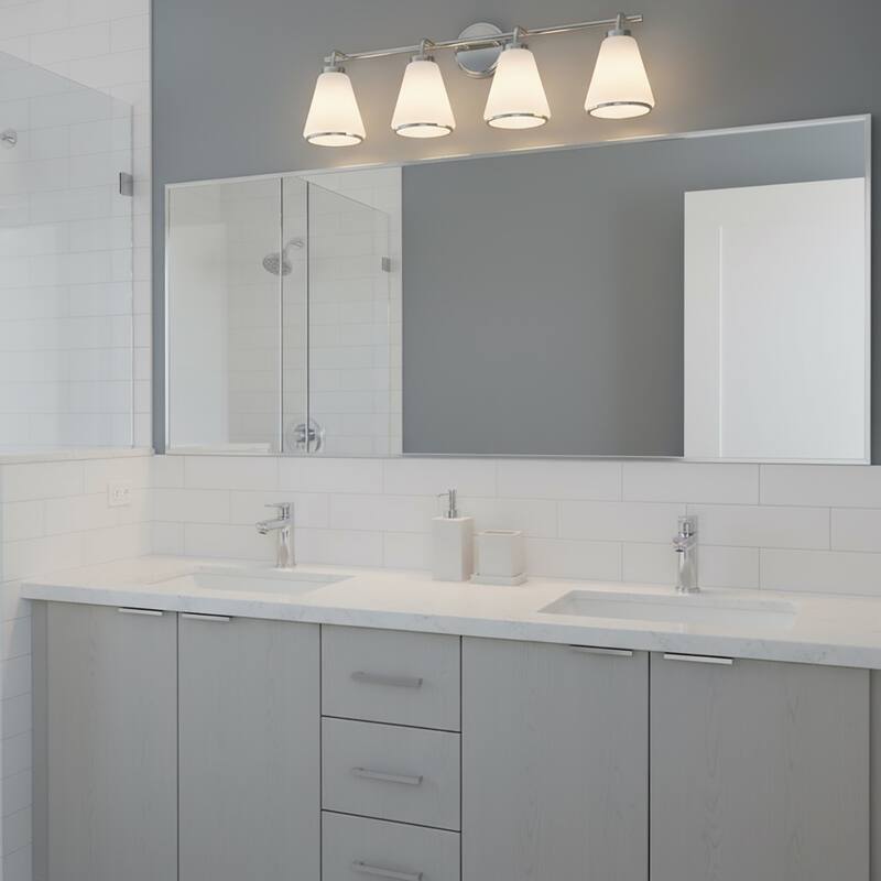 Artcraft Zoey - Bathroom Vanity - Polished Nickel Finish - Glossy White Glass Shade