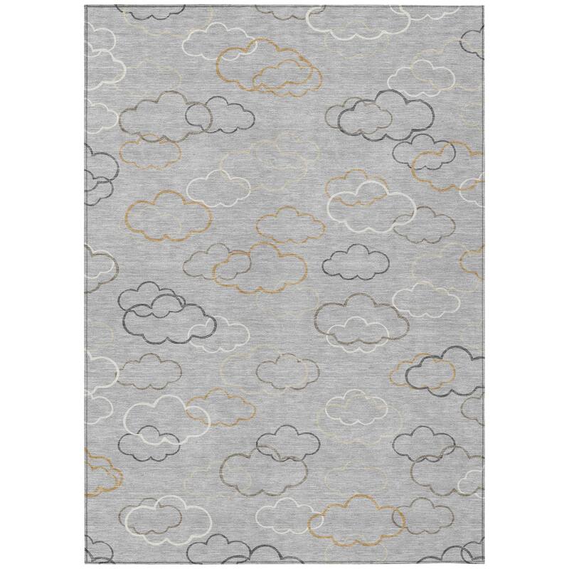 Machine Washable Indoor/ Outdoor Modern Clouds Chantille Rug
