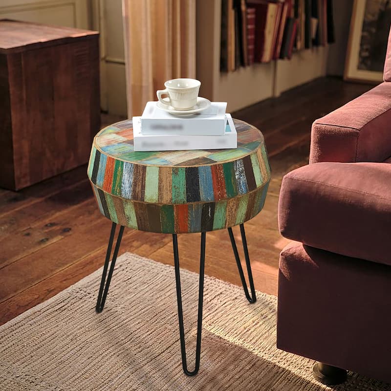 Greenage Reclaimed Wood End Table Living Room Night Stand Use