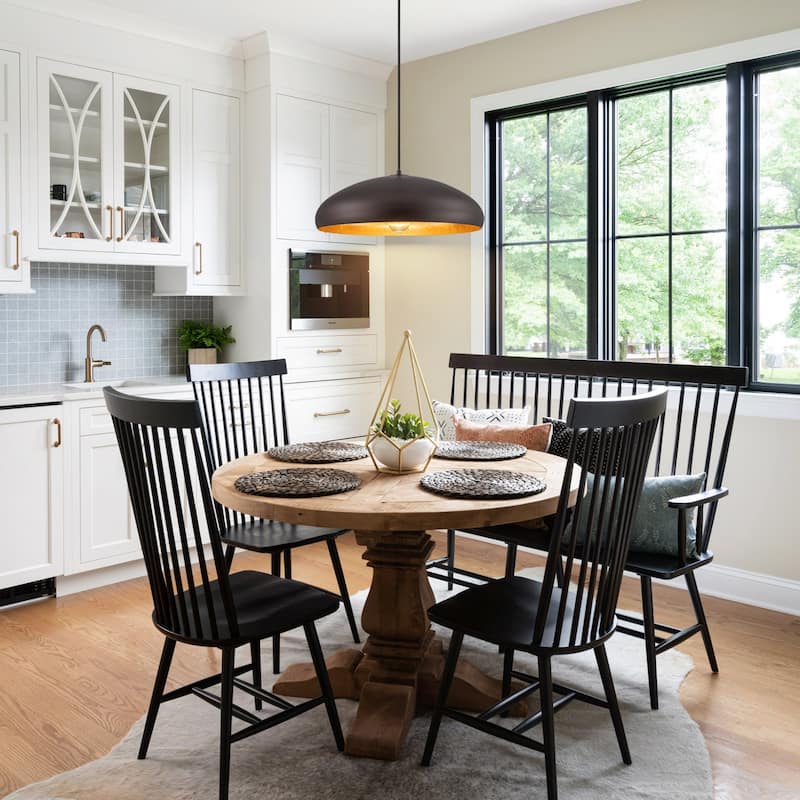 Modern Farmhouse Black Bowl Oversized Dome Pendant Light - W19.69"
