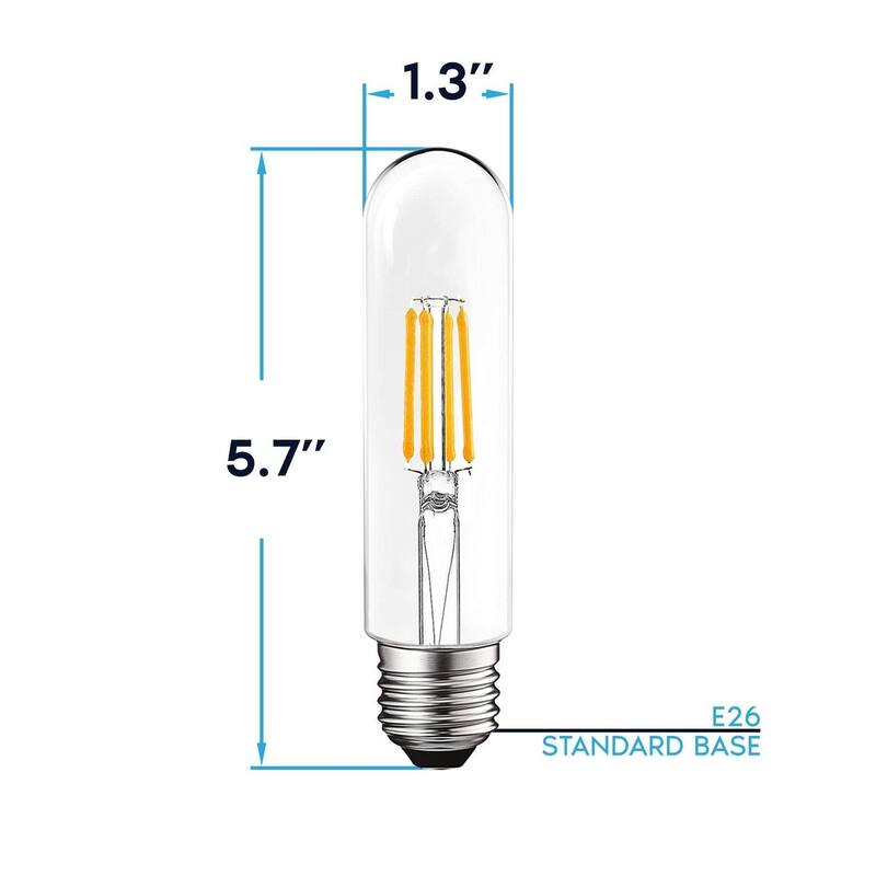 Luxrite T10 LED Bulb, 5W=60W, 4000K Cool White, 500 Lumens, Damp Rated, UL Listed, E26, 3 Pack - 4000K (Cool White)