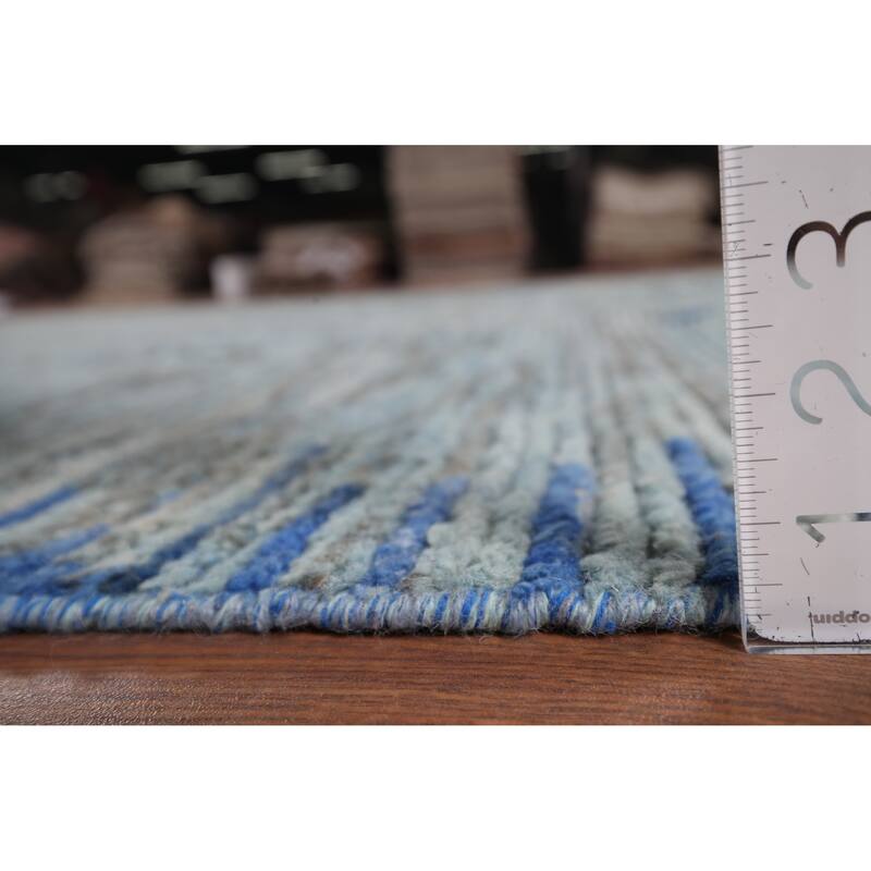 Moroccan Oriental Area Rug Hand-Knotted Blue Wool Carpet - 8'9" x 12'9"