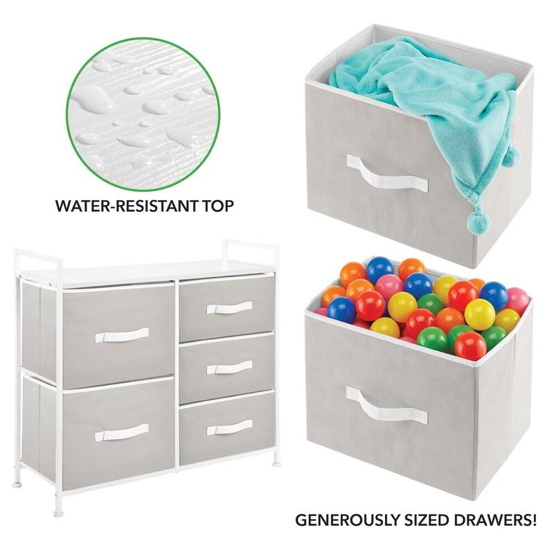 mDesign Wide Dresser Storage Tower Organizer Unit, 5 Drawers