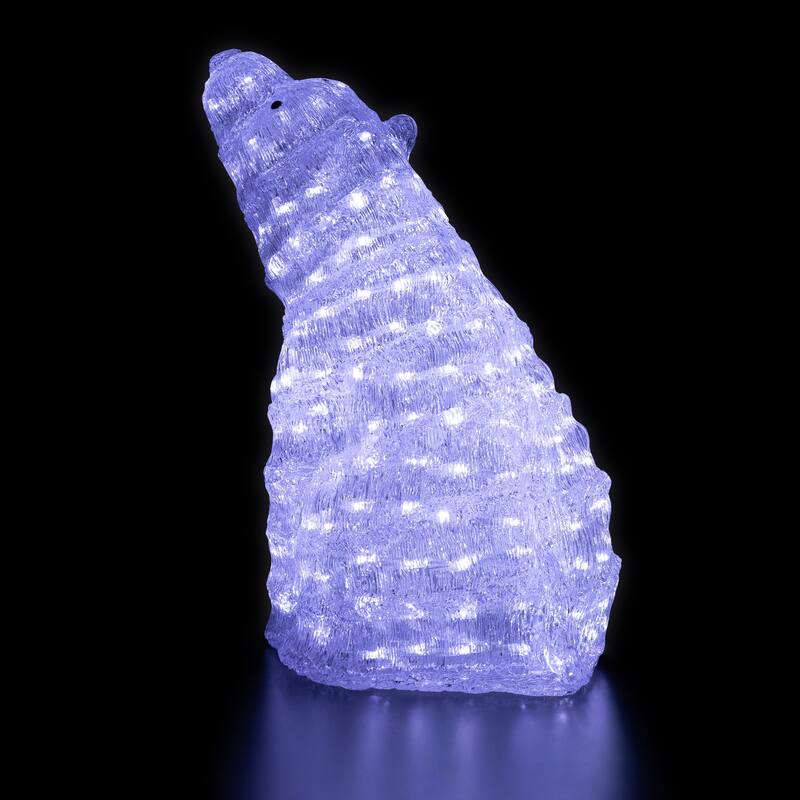 18.5" Lighted Acrylic Polar Bear Christmas Display Decor