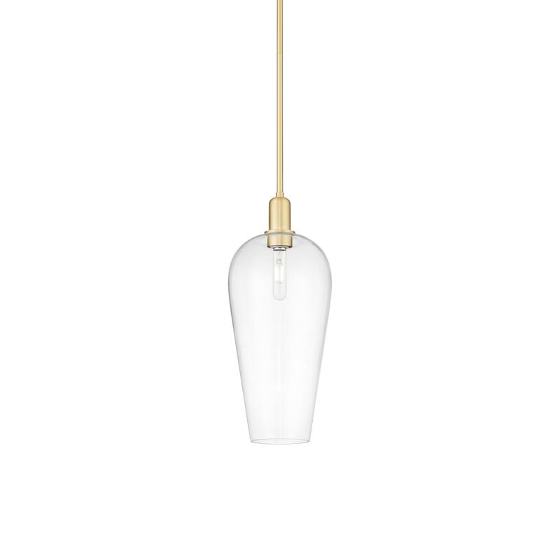 Innovations Lighting 716-1S-20-8 Chelsea Pendant Chelsea 8" Wide Mini - Satin Gold / Clear Deco Swirl