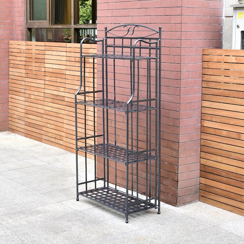 Santa Fe 4-Tier Bakers Rack - Hammered Grey