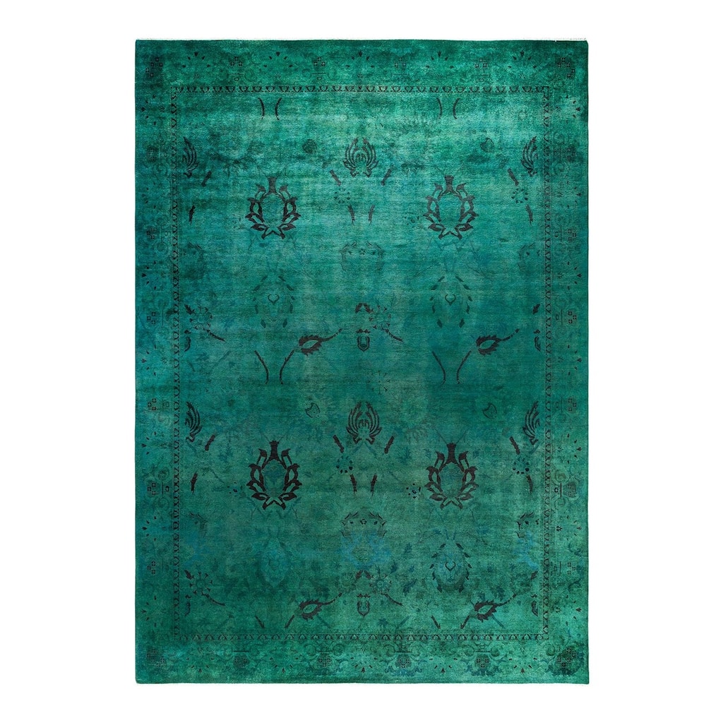 Contemporary Overdyed Wool Hand Knotted Area Rug - 9' 10" x 13' 10"