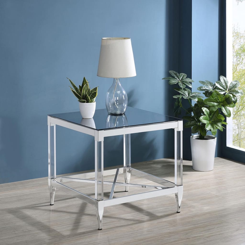 Webber Chrome Square End Table with Acrylic Legs
