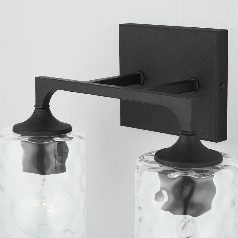 Clint 2-light Black Iron Bath/ Vanity Fixture w/ Clear Water Glass