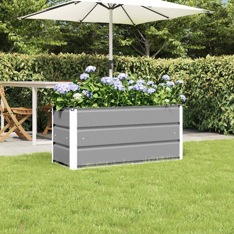 vidaXL Planter in Steel - 39.37 x 15.75 x 17.72" - Grey - 39.37 x 15.75 x 17.72 in