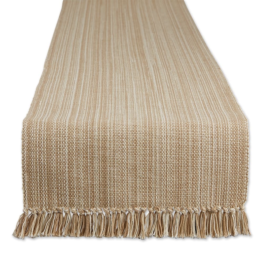 DII Variegated Taupe Fringe Table Runner 13x72