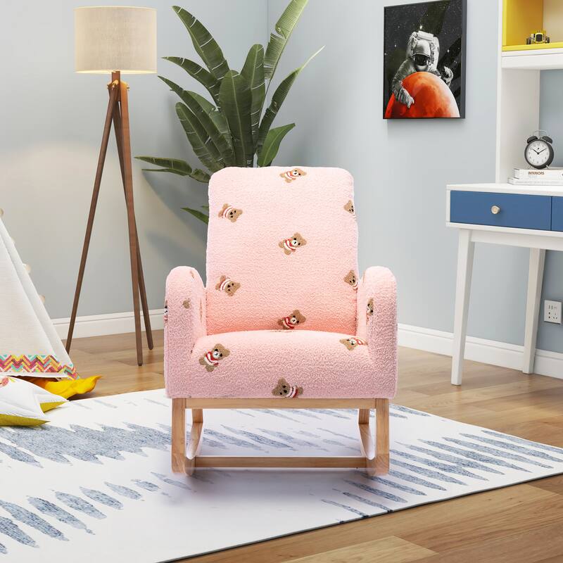 Nursery Rocking Chair High Back Accent Rocker for Living Room