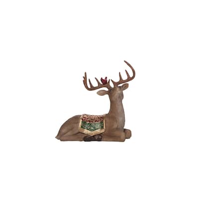 Transpac Resin 9 in. Brown Christmas North Pole Reindeer Decor