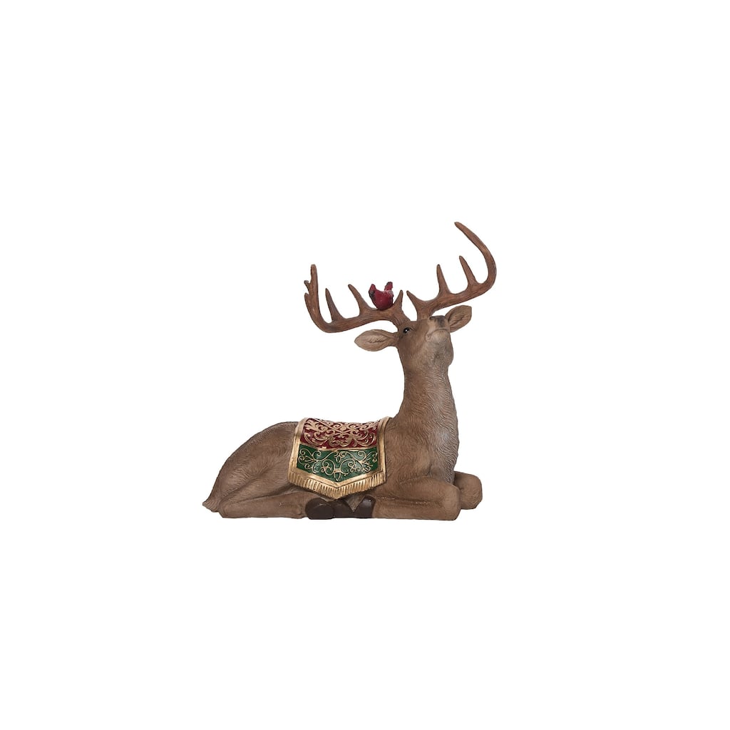 Transpac Resin 9 in. Brown Christmas North Pole Reindeer Decor