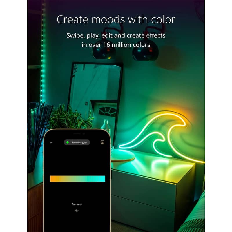 Twinkly Flex App-Controlled Flexible Light Tube RGB 16 Mil Colors 6.5' (2 Pack) - 1.65