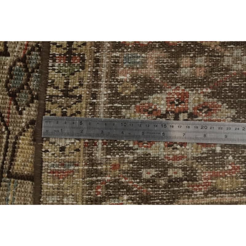 Hand Knotted Oriental 100% Wool Carpet Traditional Geometric Brown Heriz Area Rug - 10' 7'' X 7' 2''