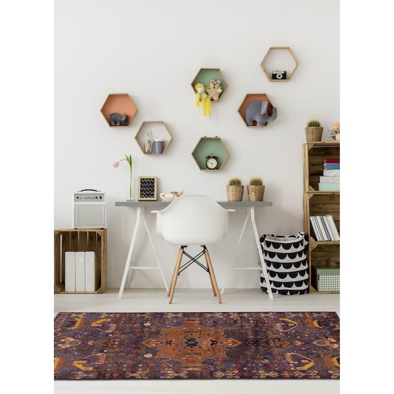 ECARPETGALLERY Hand-knotted Teimani Navy Wool Rug - 4'0 x 6'9