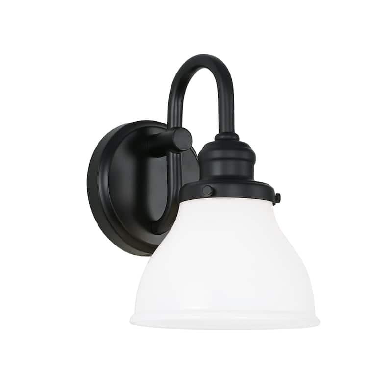 Baxter 1-light Wall Sconce w/ Milk Glass - Matte Black