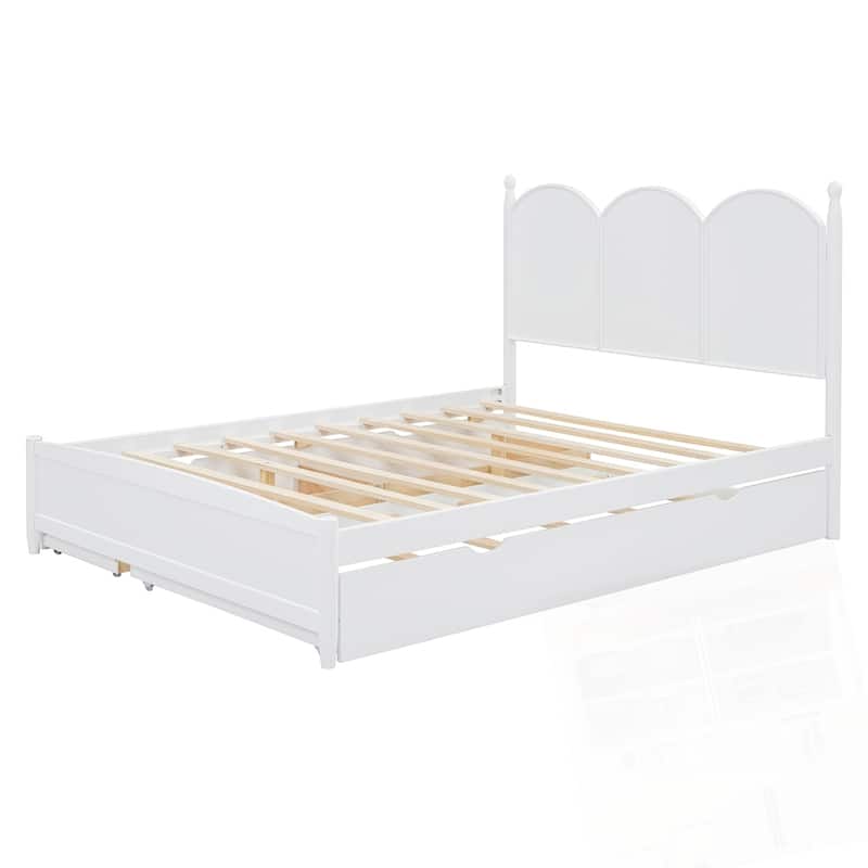 Queen Size Platform Bed With with 2 Big Drawers and Twin XL Size Trundle