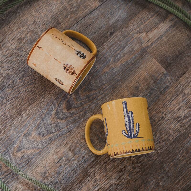 Paseo Road by Hiend Accents Saguaro Cactus Border Design Mug Set, 4.5" x 3.75", 4PC, 4 MOQ