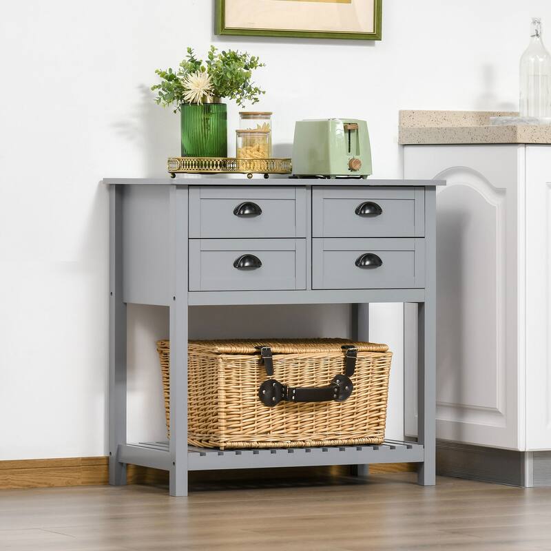 Coffee Bar Cabinet, Sideboard Buffet Cabinet, Kitchen Cabinet with 4 Drawers and Slatted Bottom Shelf for Kitchen, Living Room