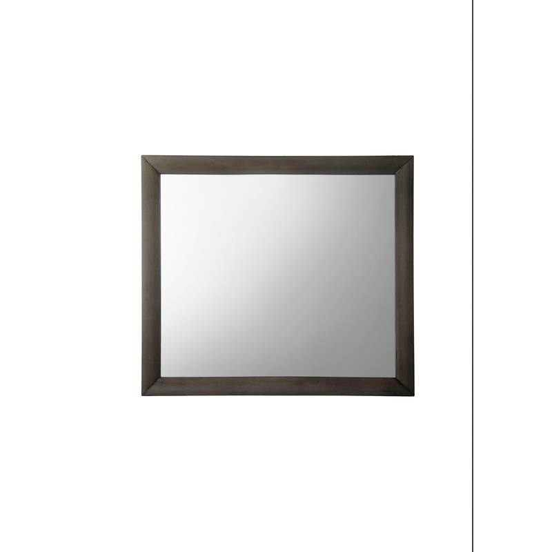 Transition Style Wooden Mirror with Rectangular Shape,Gray and Silver