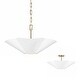 preview thumbnail 1 of 3, 4-Light Modern Botanical Dual Mount Pendant in Matte White with Painted Matte Brass Interior and Square Designer Chain 23.25"W x 12.75"H