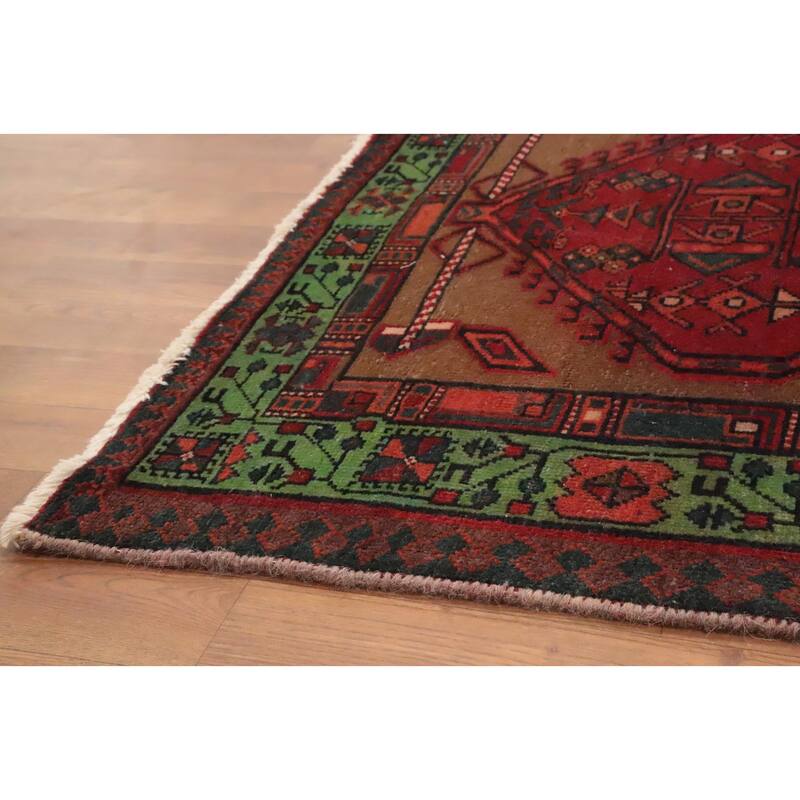 Hand Knotted Oriental 100% Wool Carpet Traditional Tribal Brown Ardebil Runner Rug - 11' 4'' X 3' 6''