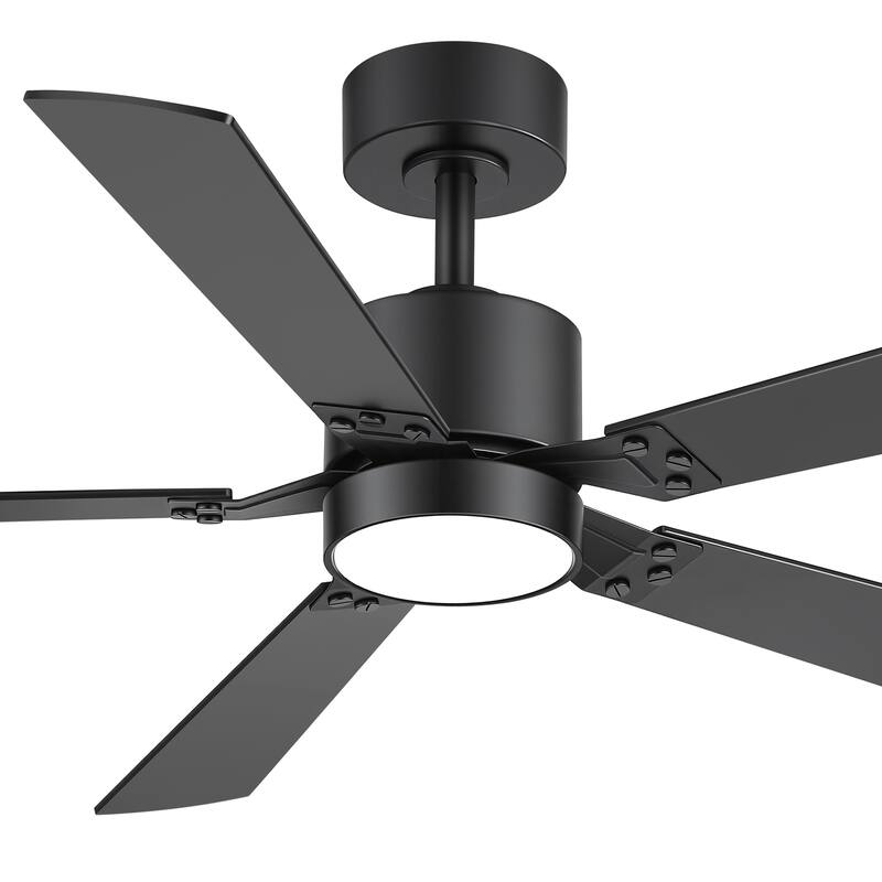 52-Inch Matte Black Ceiling Fan with RGB LED Light and Voice Control((5 Reversible Blades)