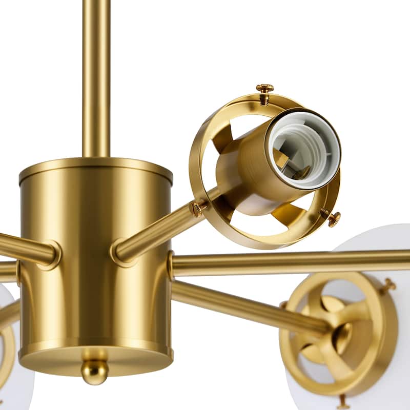 CO-Z Dimmable Modern Linear Sputnik Pendant Chandelier with Frosted Glass Globe Shades (6/8/12 - Light)