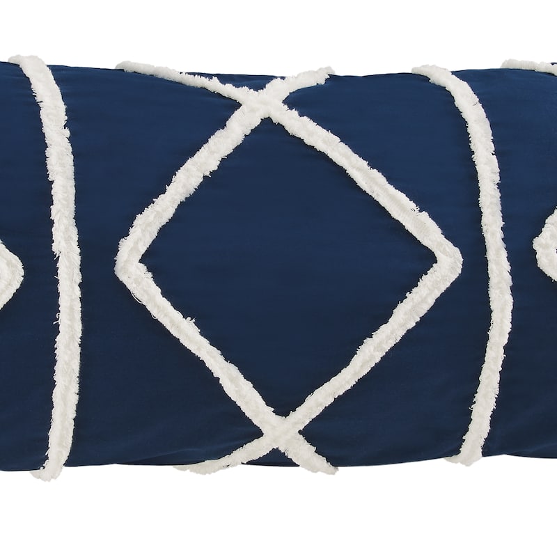 Sweet Jojo Designs Navy Blue Bohemian Boho Chic Body Pillow Case Pillow Not Included Farmhouse Shabby Macrame Minimalist Tufted