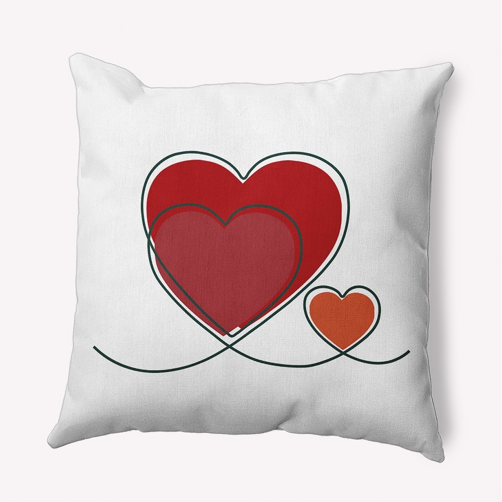 Hearts With Outlines Valentines Day Decorative Throw Pillow