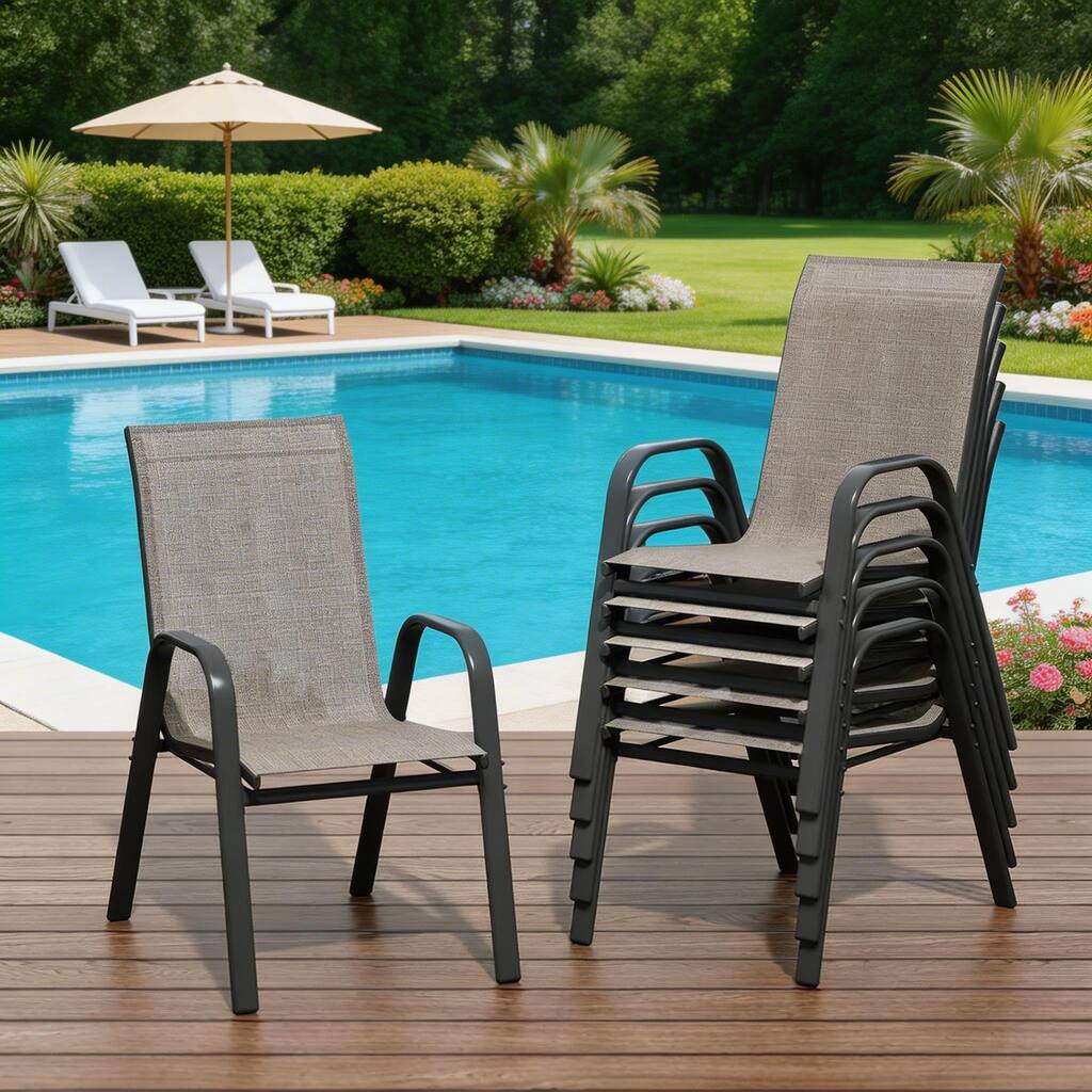 6pcs Stackable Dining Chairs , 300lb Capacity, All Weather - Overstock ...
