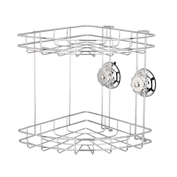 Kitchen Bathroom Stainless Steel Turn Lock Chrome 2Tier Corner Basket Caddy