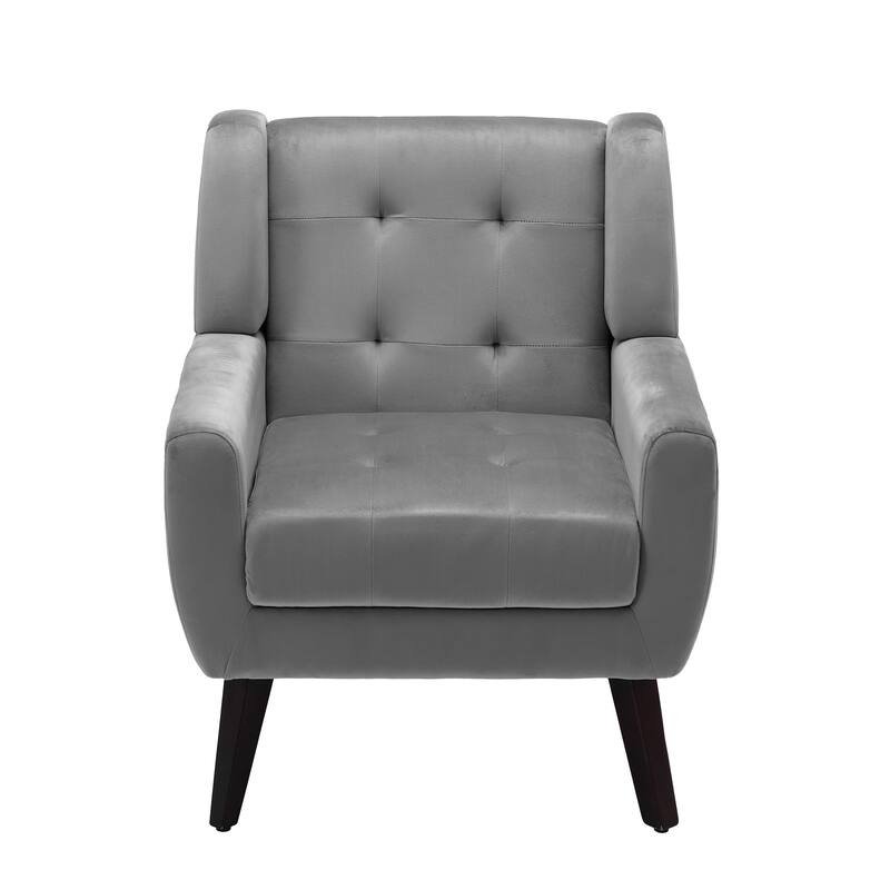 Modern Tufted Wingback Accent Chair Linen/Faux Leather/Velvet Armchair