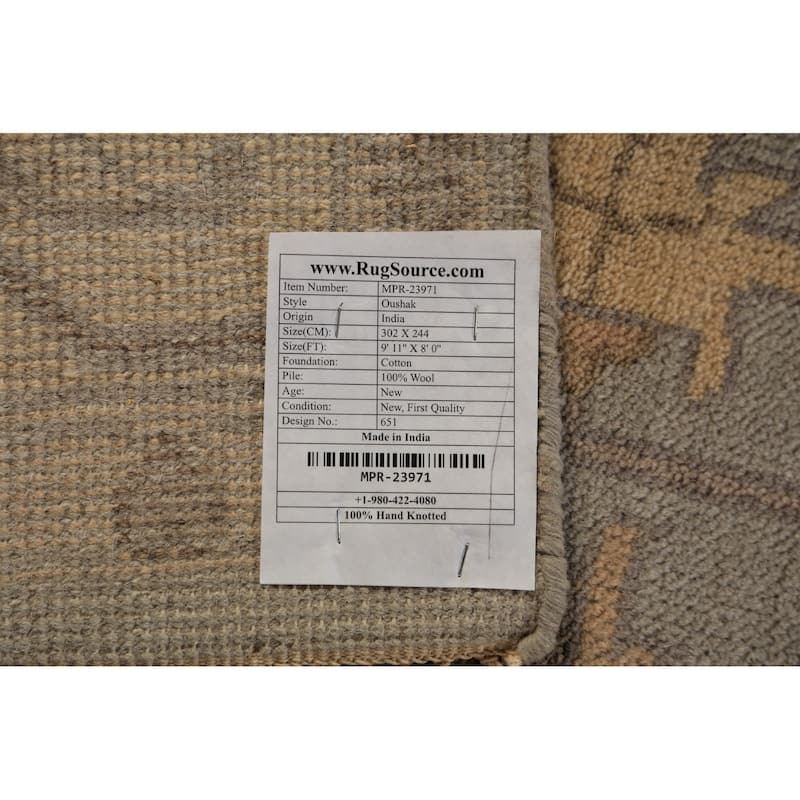 Gray Oushak Indian Area Rug Handmade Wool Carpet - 8'0"x 9'11"