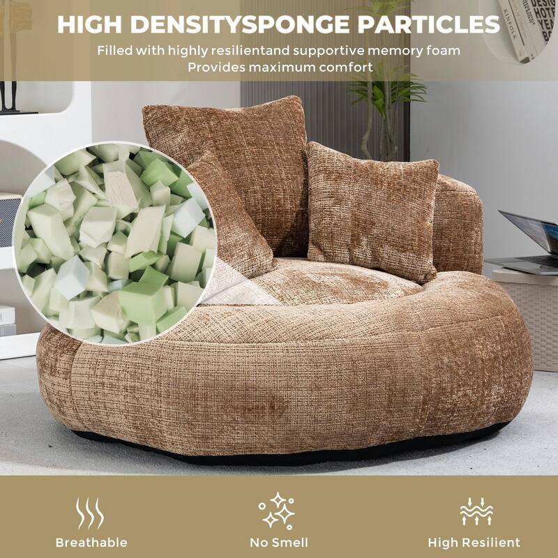 Durable Lazy Sofa Comfort Lounger, High Back Bean Bag Couch with 3 Pillows