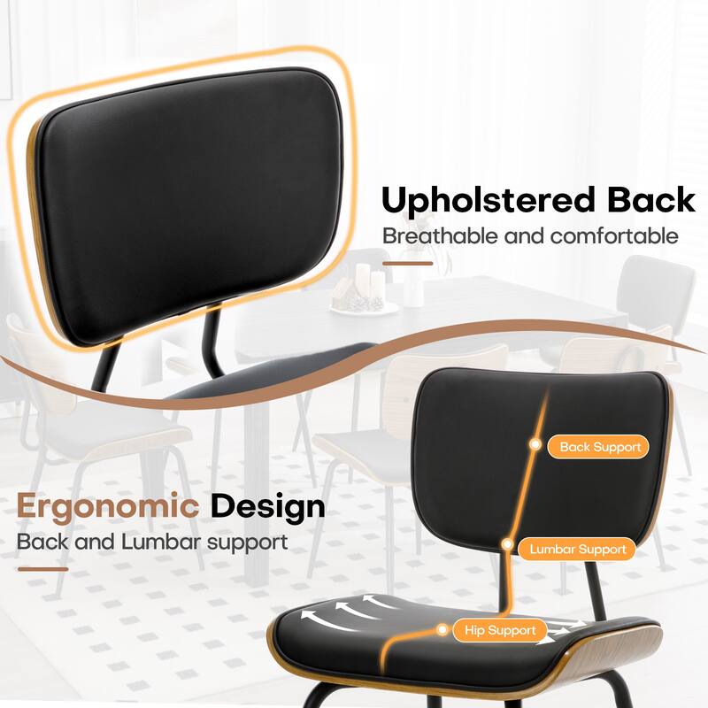 Faux Leather Upholstered Dining Chairs Set of 2/4 - 33.5"H x 19.3"W x 23"D