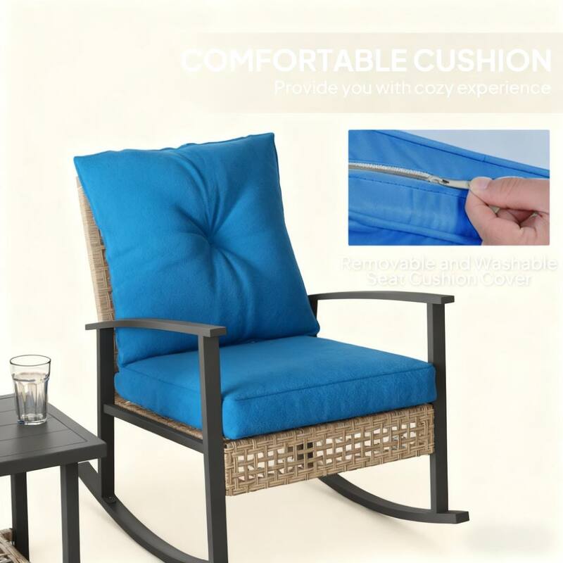 GDFStudio Outdoor 2 Rocking Chairs & Side Table Furniture Set