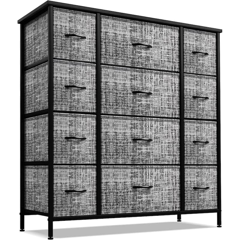 Sorbus Extra-large Steel and Grey Fabric 12-drawer Dresser