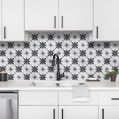 Merola Tile Merzoni Star Marquina 17-7/8" x 17-7/8" Porcelain Floor and Wall Tile