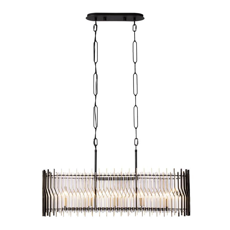 Varaluz Park Row Linear Pendant - Matte Black/French Gold - 36"W