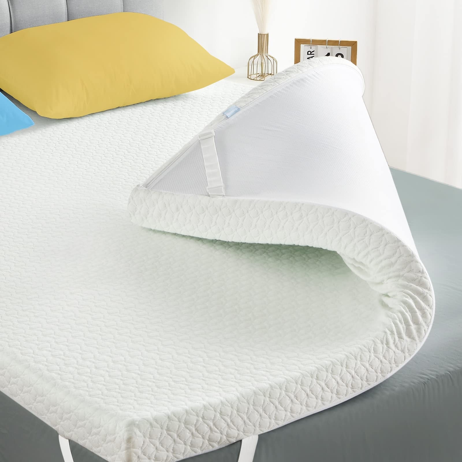 2 Inch Memory Foam Mattress Topper with Zippered Bamboo Cover On Sale Bed Bath Beyond 38397400