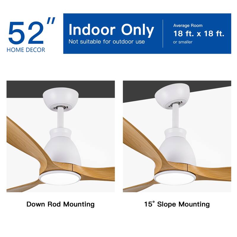52" Remote Control LED Ceiling Fan Lighting with Reversible DC Motor