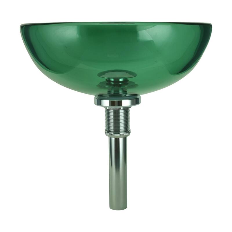Green Tempered Glass Countertop Round Vessel Sink with Sink Drain